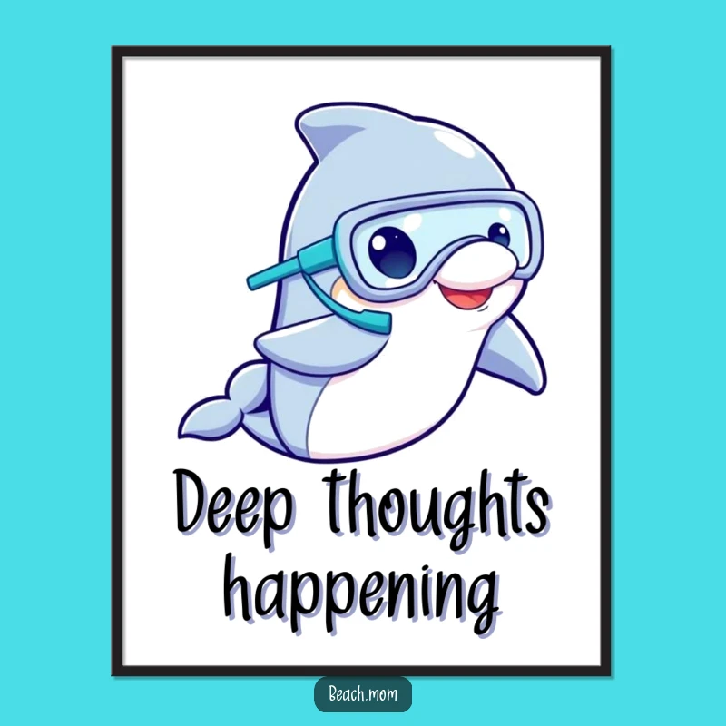 Funny Dolphin Snorkeler Digital Art: Hilarious Underwater Decor, Instant Funny Gift