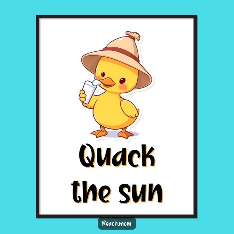 Funny Duck Sun Hat Digital Print: Hilarious Beach Art for Instant Decor