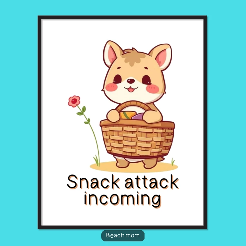 Funny Excited Animal Picnic Digital Art - Printable Funny Gift for Decor