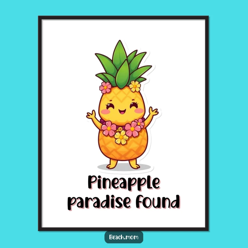 Funny Pineapple Hula Digital Art: Instant Tropical Vibes with a Cute Character Print Gift