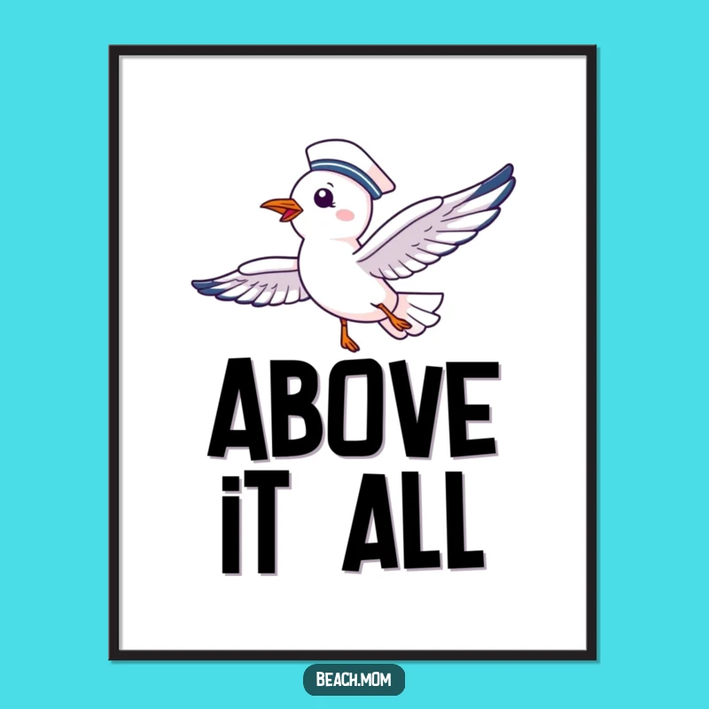 Funny Seagull Digital Art: Delighted Bird Soaring Happily