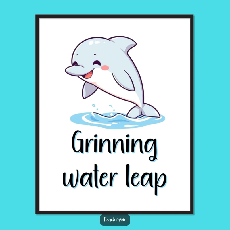 Funny Dolphin Grin Digital Art: Instant Ocean Decor, Gift