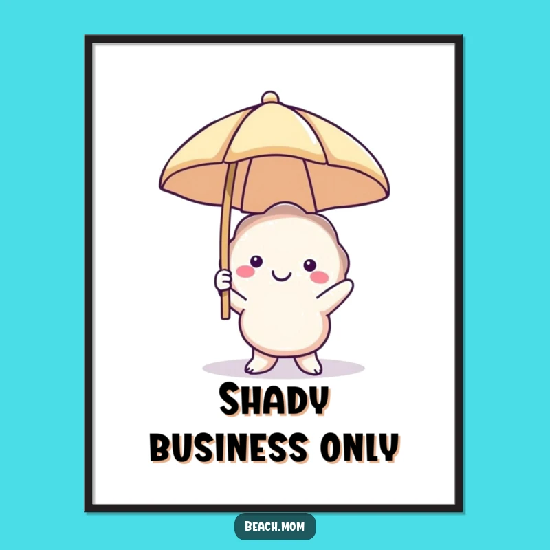 Funny Smiling Seashell Digital Print: Instant Beach Umbrella Art Download