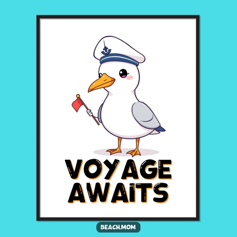 Funny Sailor Gull Digital Art: Hilarious Nautical Decor for Your Walls