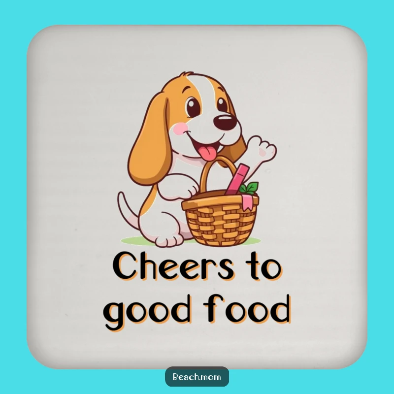 Funny Basset Hound Picnic Coaster: Happy Outdoor Drink Protector Gift