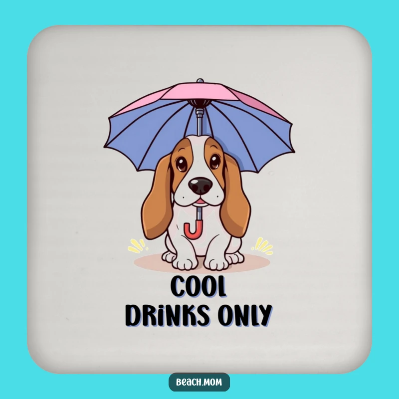 Funny Basset Hound Sun Coaster Set: Protect Surfaces with Dog Charm