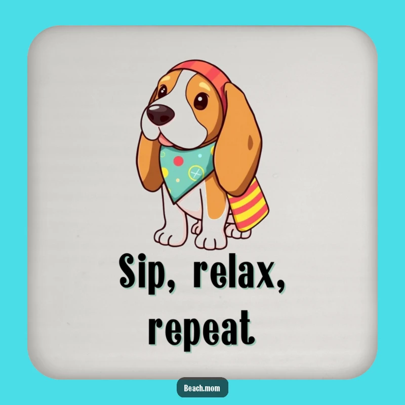 Funny Basset Hound Beach Coaster Set: Protect Surfaces with Dog Charm