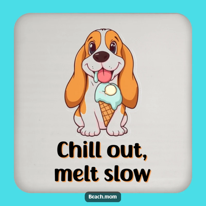 Funny Basset Hound Ice Cream Coaster: Sweet & Protective Drink Holder Gift