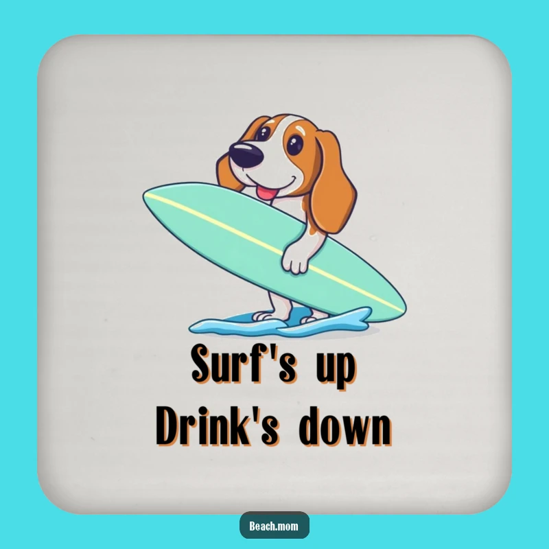Funny Basset Hound Surf Coasters - Beach Dog Drink Protection