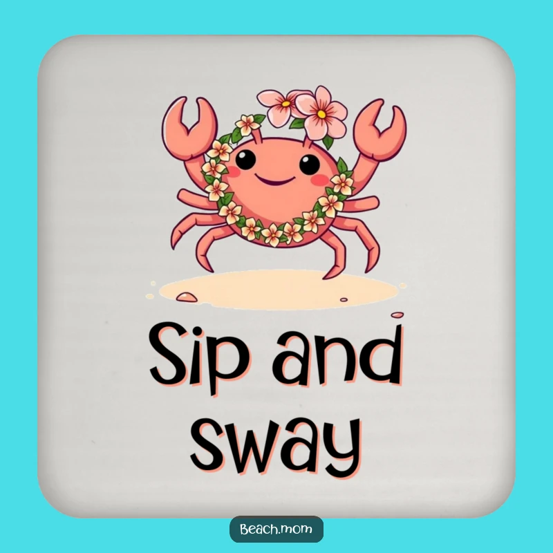 Funny Crab Lei Dance Coaster: Protect Surfaces with Tropical Flair!