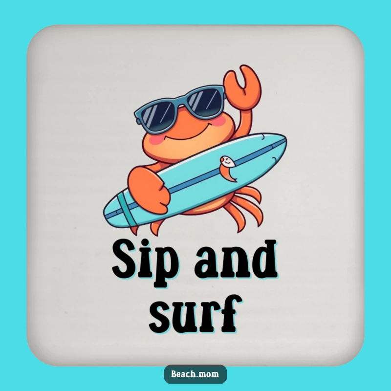 Funny Crab Sunglasses Surfboard Coasters - Protect Surfaces with Beachy Humor