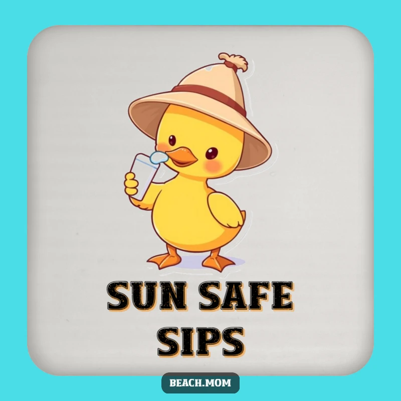 Funny Duck Sun Hat Coaster: Protect Surfaces with a Smile!