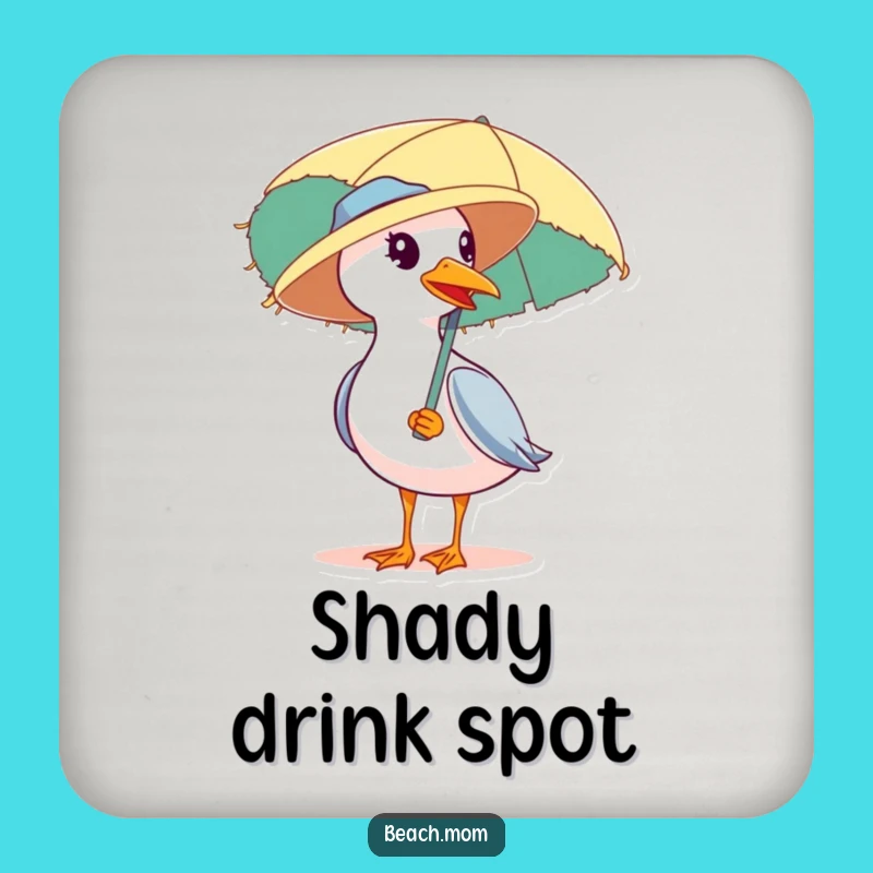 Funny Seagull Beach Hat Coaster: Protect Surfaces with Seaside Wit