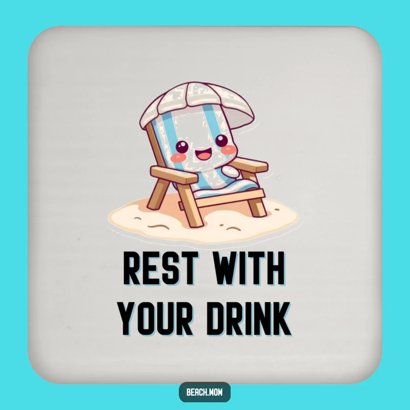 Funny Beach Chair Coaster - Relaxed Cartoon Decor for Coastal Homes