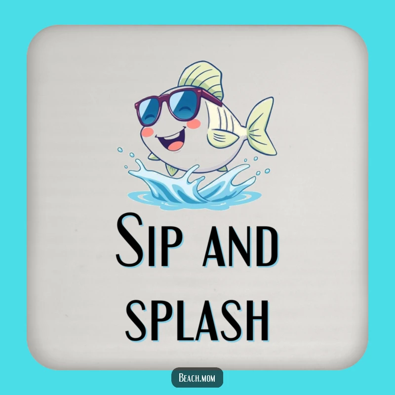 Funny Fish Cool Wave Coaster: Protect Surfaces with Beachy Style