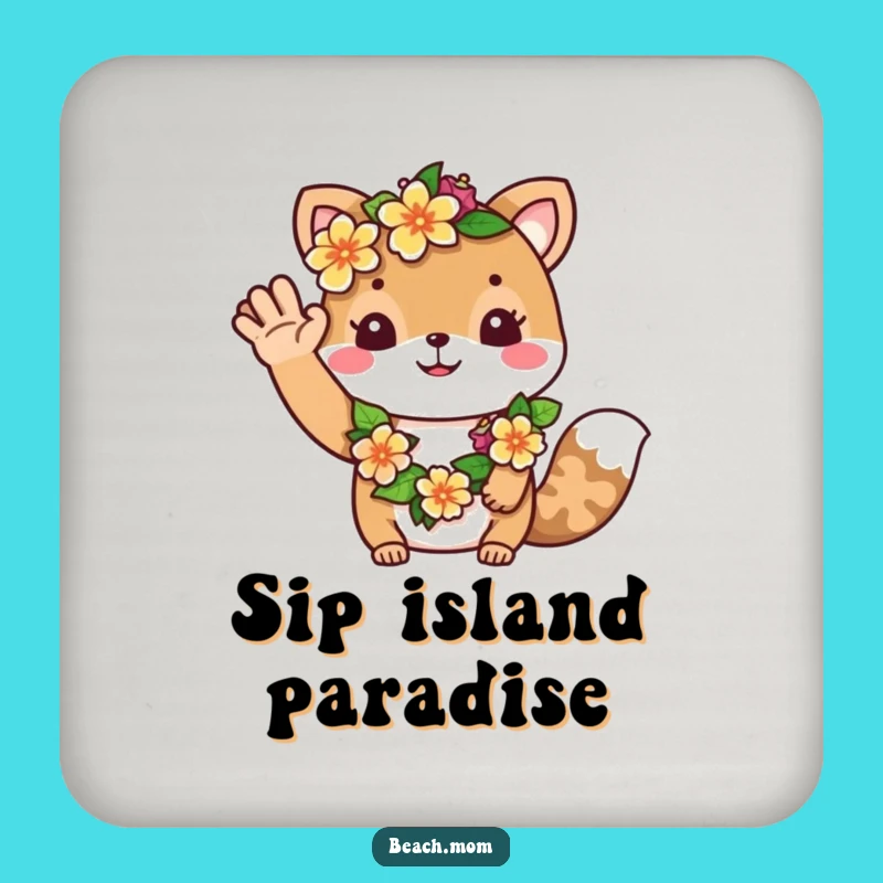 Funny Aloha Coaster, Flower Lei Greeting, Perfect Gift for Tables
