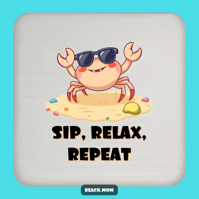 Funny Crab Sunglasses Drink Coaster: Protect Surfaces with Hilarious Beach Style