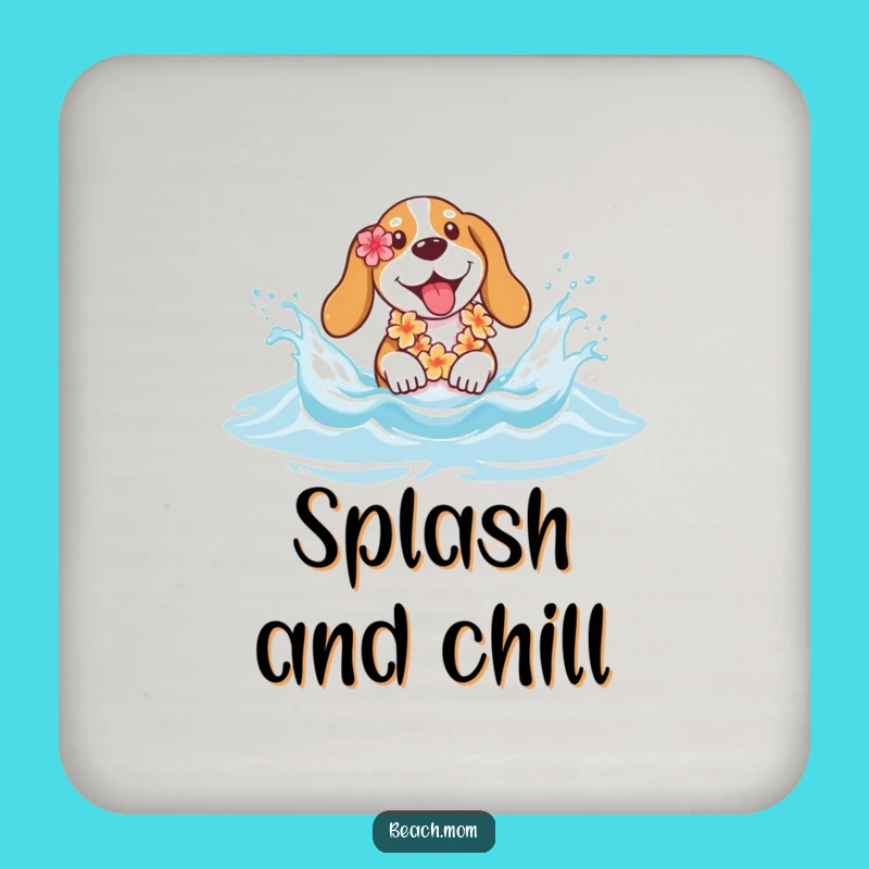 Funny Basset Hound Lei Splash Coaster - Protect Surfaces with Fun Gift
