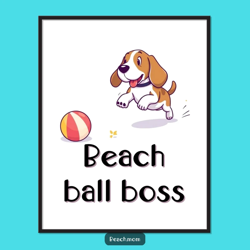 Sunny Day Funny Basset Hound Beach Poster - Playful Dog Art