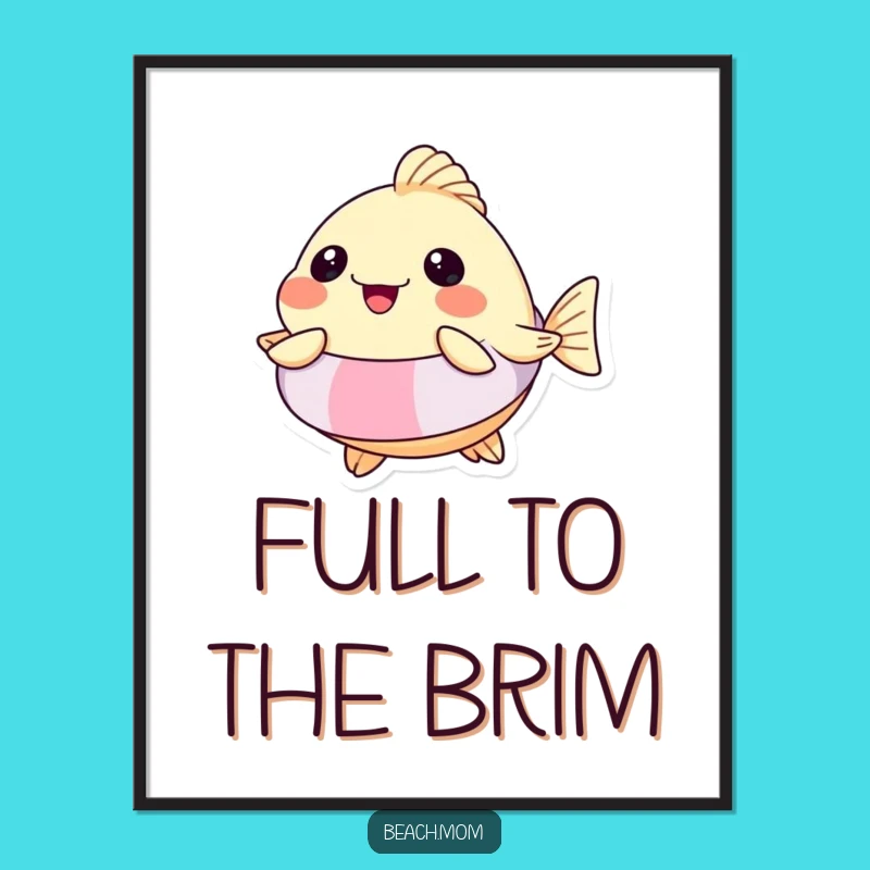 Funny Pufferfish Floatie Poster: Hilarious Water Wall Art, Quirky Funny Gift