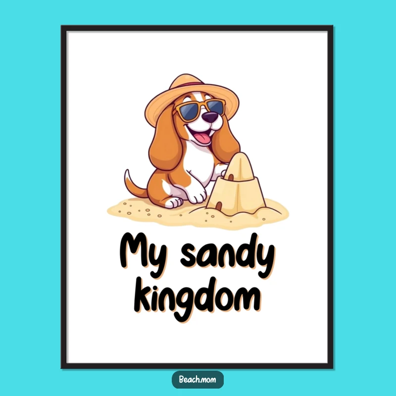 Funny Basset Hound Beach Poster: Decorate with Droopy-Eared Summer Fun