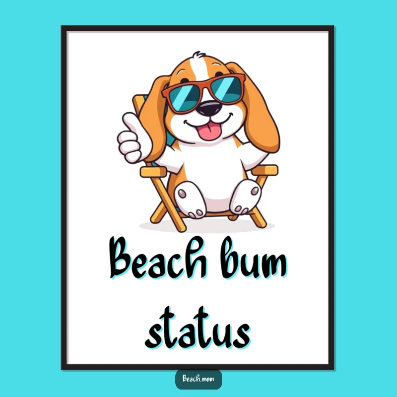 Funny Basset Hound Cool Beach Poster - Thumbs Up Dog Art Gift