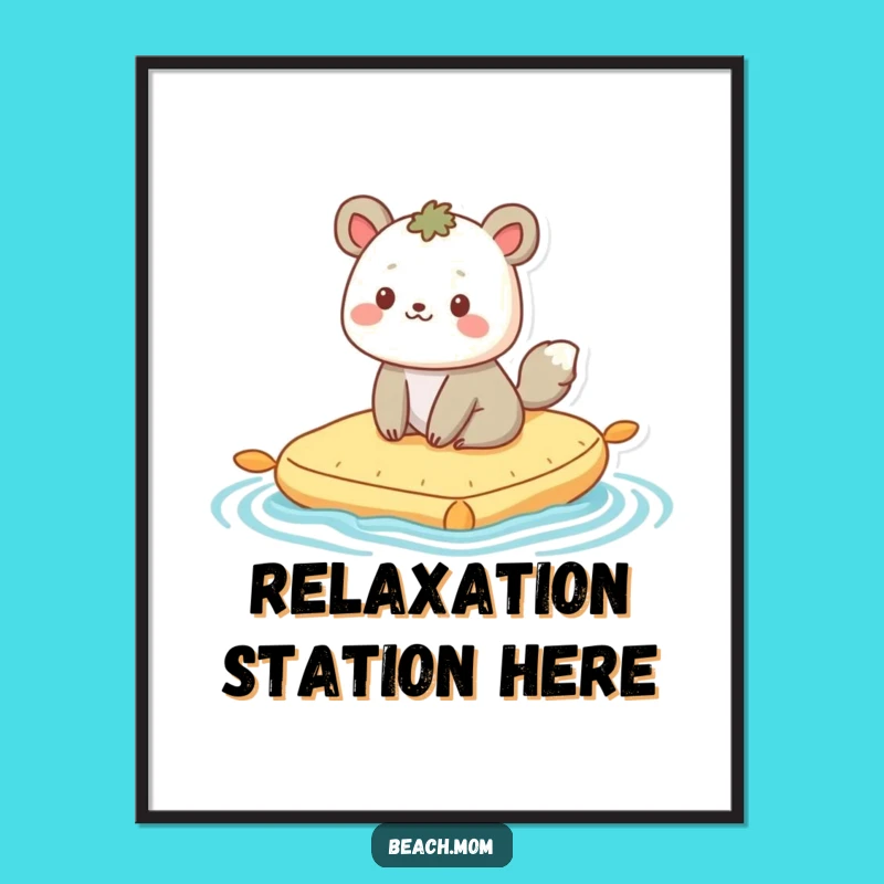 Funny Raft Bobbing Poster, Happy Animal Art, Perfect Gift for Relaxing Spaces