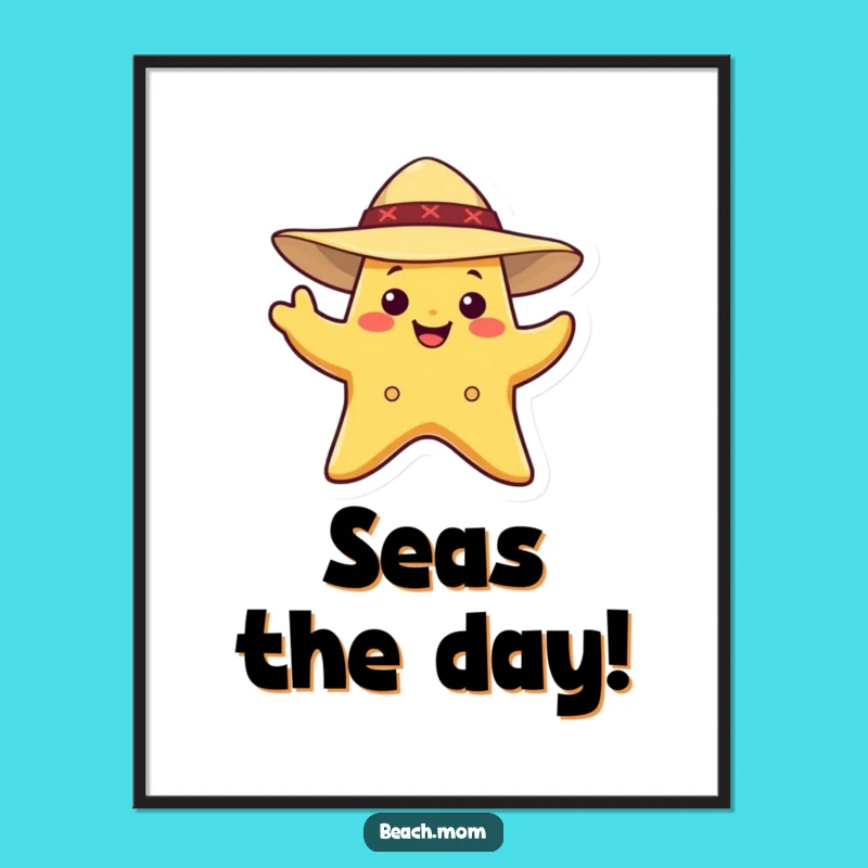 Funny Starfish Beach Poster: Bring Coastal Cheer to Walls