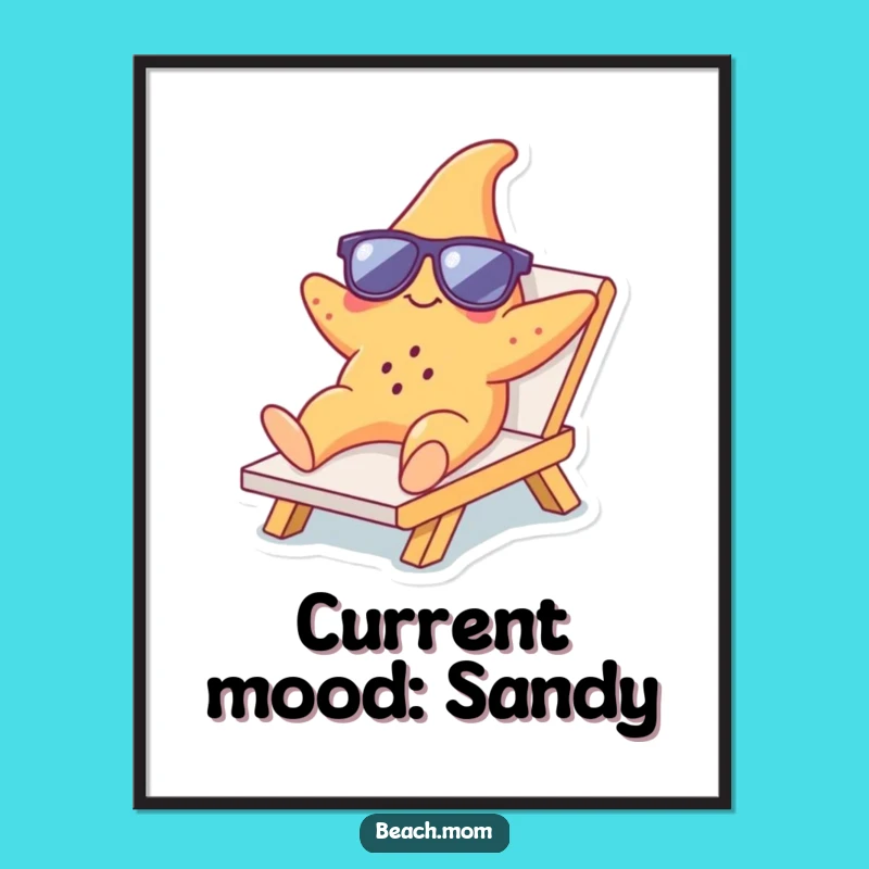 Funny Starfish Lounger Poster: Hilarious Beach Wall Art, Quirky Funny Gift for Decor Lovers