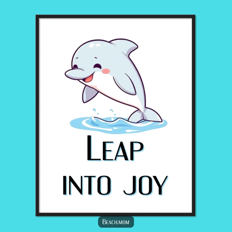 Funny Dolphin Grin Poster: Whimsical Ocean Art, Perfect Gift