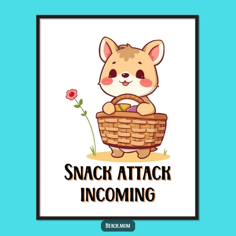 Funny Excited Animal Picnic Poster - Whimsical Funny Gift for Wall Art