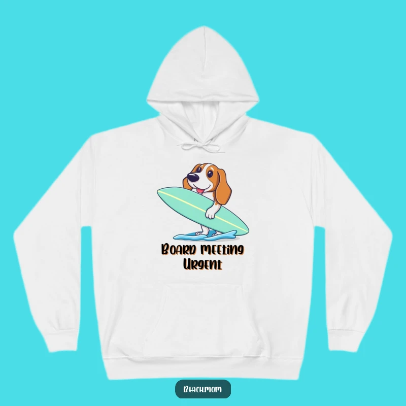 Funny Basset Hound Surf Hoodie - Cozy Excited Dog Sweatshirt