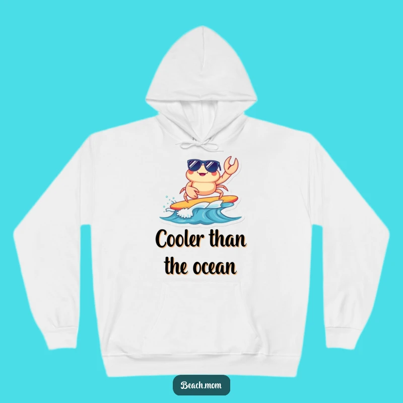 Cozy Funny Surfing Crab Hoodie: Cool Sunglasses Comfort, Perfect Beach Gift