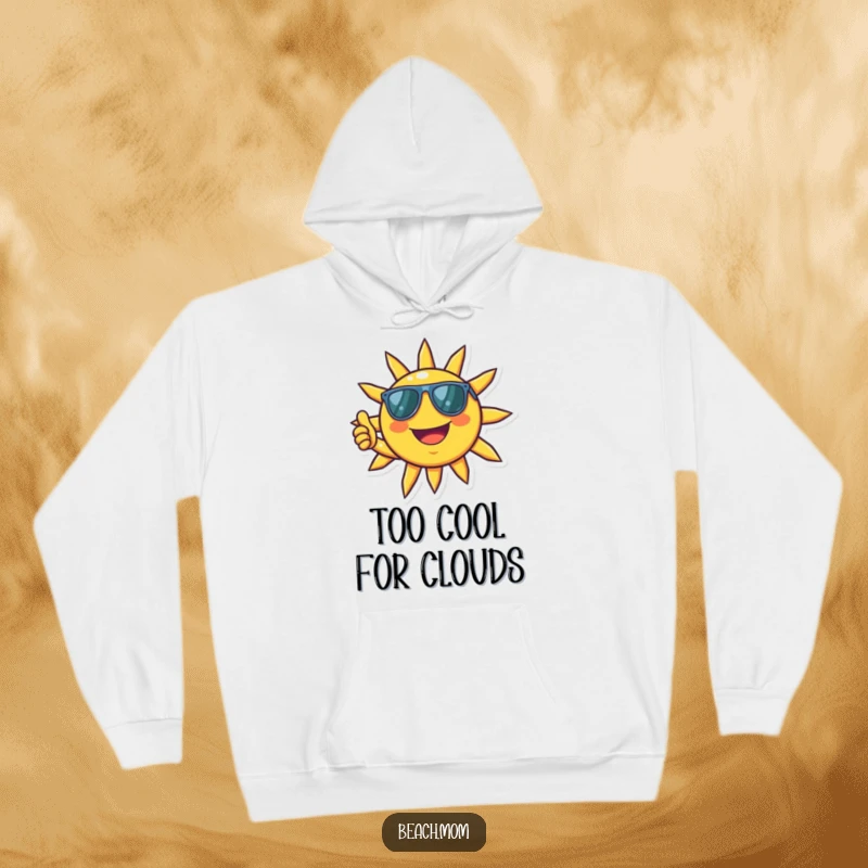 Funny Sun Hoodie: A smiling sun character in sunglasses gives a thumbs up, cozy and positive.