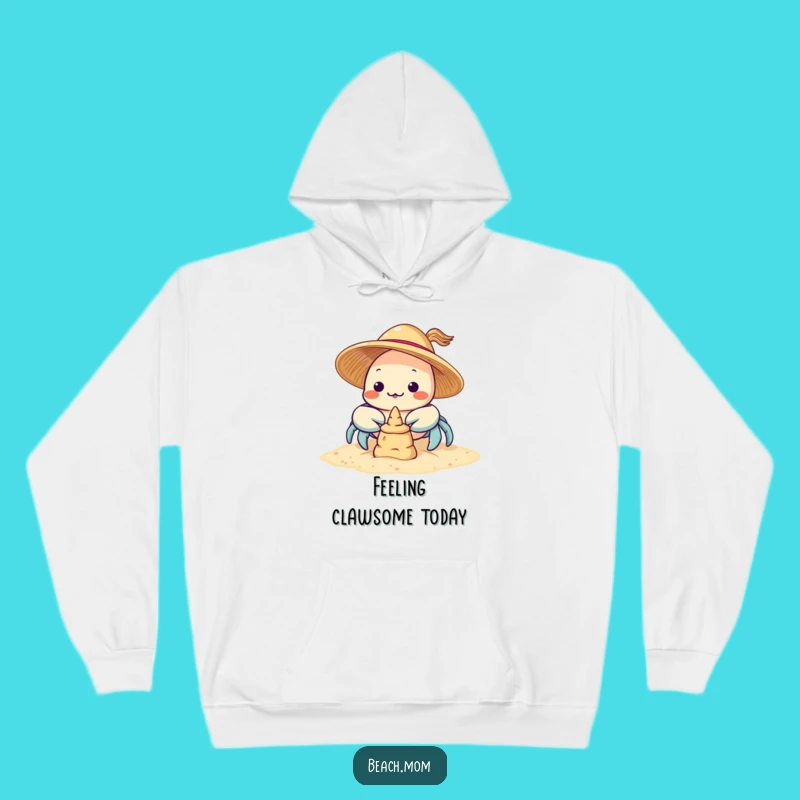 Funny Kawaii Crab Sandcastle Hoodie: Cozy Beach Character Funny Gift
