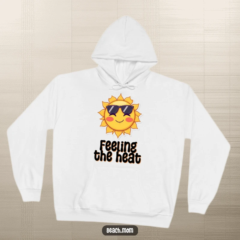 Funny hoodie featuring a sun wearing sunglasses and winking, offering warmth and celestial humor.
