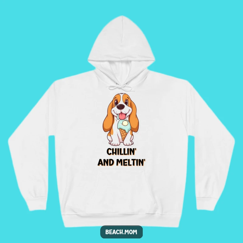 Funny Basset Hound Ice Cream Hoodie: Cozy Melting Delight Sweatshirt Gift
