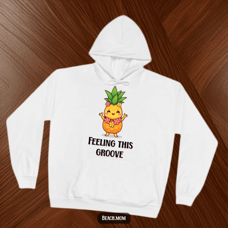 Funny pineapple hoodie featuring a cute pineapple wearing a lei and performing a hula dance, offering cozy tropical style.