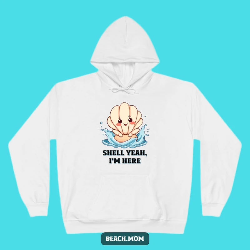 Funny Seashell Splashing Hoodie: Cozy Ocean Character Funny Gift Apparel