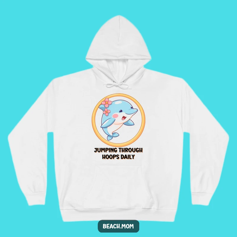 Funny Dolphin Hoop Jump Hoodie - Cozy Flower Ear Sweatshirt Gift