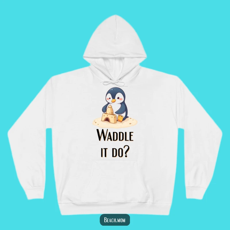 Funny Penguin Sandcastle Hoodie: Cozy Beach Builder Sweatshirt for Penguin Lovers