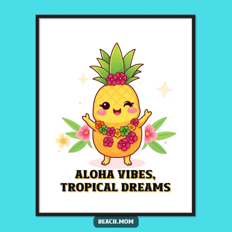Free Printable Kawaii Pineapple Art - Funny Downloadable Tropical Decor for Sunny Spaces
