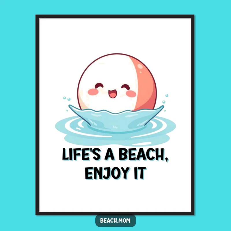 Beach Ball Art Free Printable: Joyful Kawaii Character Downloadable Decor