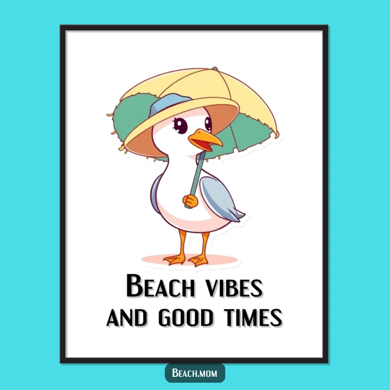 Coastal Humor Free Printable Wall Art: Seagull Umbrella, Breezy Downloadable Decor!