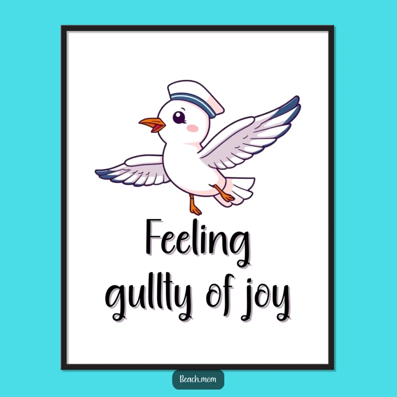 Funny Free Printable Wall Art: Sailor Seagull Sky High Downloadable Art