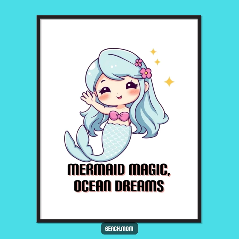 Free Printable Kawaii Mermaid Art - Funny Downloadable Ocean Decor for Whimsical Spaces