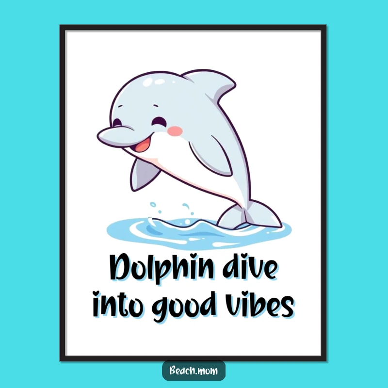 Free Printable Wall Art: Funny Grinning Dolphin, Downloadable Ocean Decor!