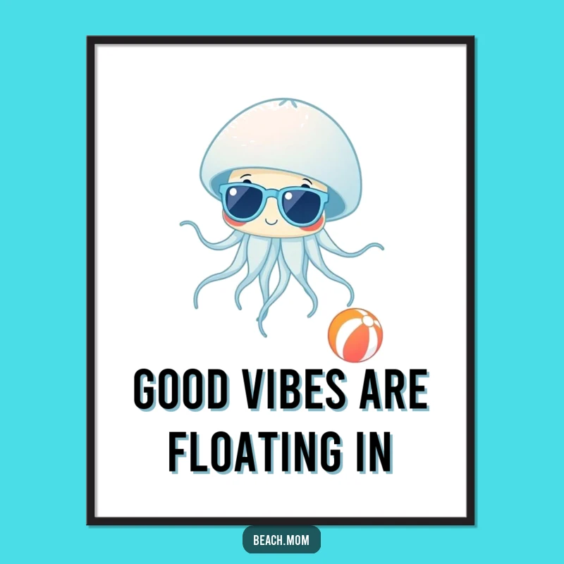 Free Printable Wall Art: Funny Jellyfish Sunglasses, Hilarious Coastal Downloadable Decor