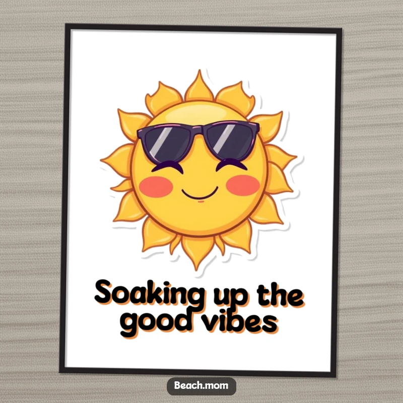 Funny Free Printable Wall Art: Sun wearing sunglasses, giving a playful wink. Bright and cheerful. Hilarious downloadable decor.