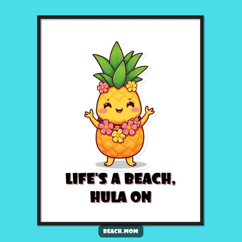 Funny Free Printable Wall Art: Hula Pineapple Tropical Decor Downloadable